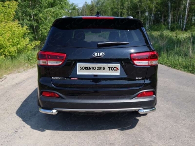 Защита заднего бампера уголки 60 мм ТСС для Kia Sorento Prime 2015-2017
